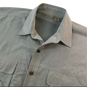 Ruff Hewn Shirt Mens XL Button Up Gingham Pockets Casual Vented Mesh LS Outdoors